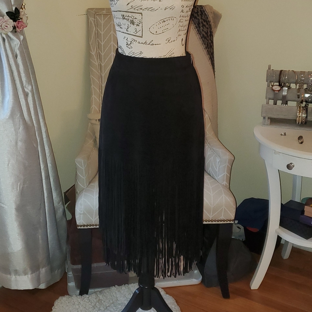 Fringe Black Skirt
